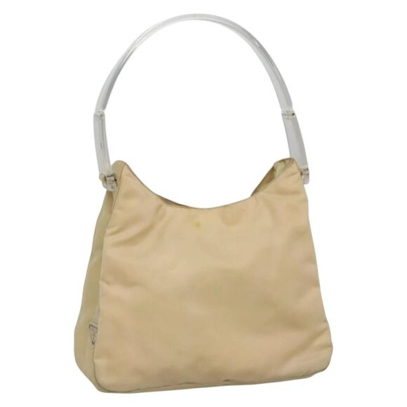 PRADA Shoulder Bag Nylon Plastic Cream Clear - Picture 1 of 16